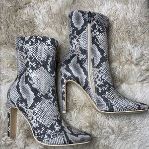 Snake print booties